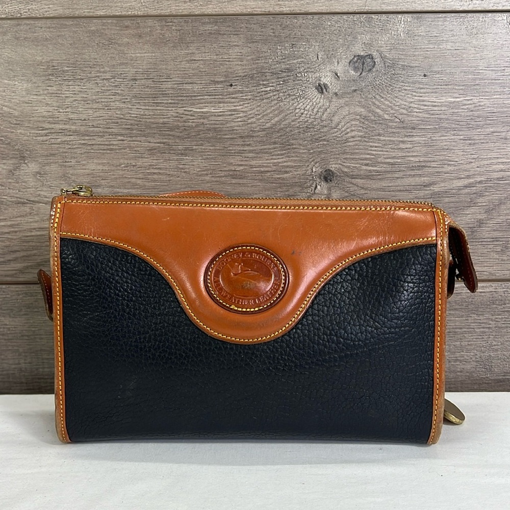 Dooney & Bourke Black and Brown Leather Crossbody Clutch